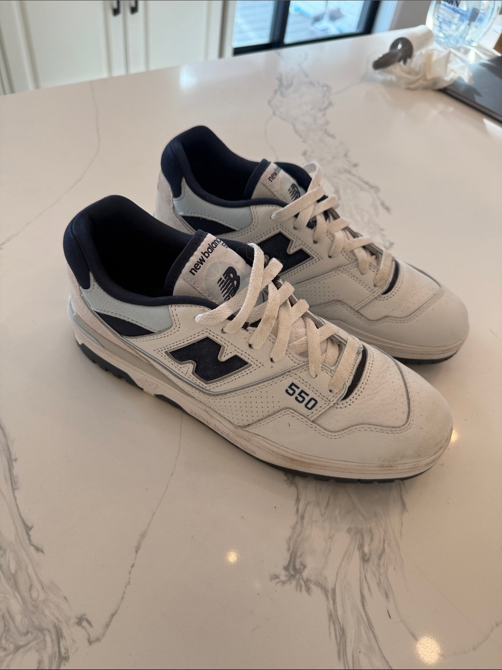 New Balance 550 Men’s Sneakers - White & Navy Accents